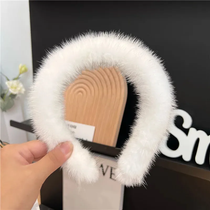 ✨ Kawaii Luxury 100% Real Mink Fur Headband 🎀 | Cozy Winter Hair Hoop for Stylish Ladies 🌟 | Perfect Furry Gift! 🎁