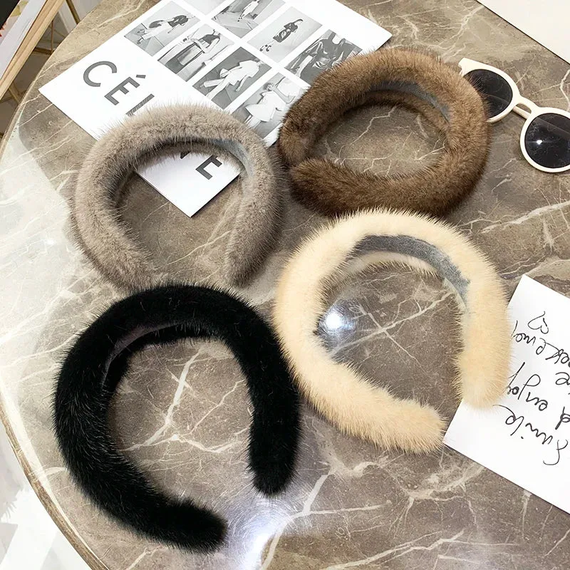 ✨ Kawaii Luxury 100% Real Mink Fur Headband 🎀 | Cozy Winter Hair Hoop for Stylish Ladies 🌟 | Perfect Furry Gift! 🎁