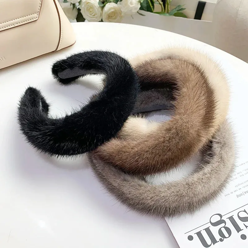 ✨ Kawaii Luxury 100% Real Mink Fur Headband 🎀 | Cozy Winter Hair Hoop for Stylish Ladies 🌟 | Perfect Furry Gift! 🎁