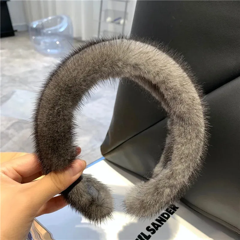 ✨ Kawaii Luxury 100% Real Mink Fur Headband 🎀 | Cozy Winter Hair Hoop for Stylish Ladies 🌟 | Perfect Furry Gift! 🎁