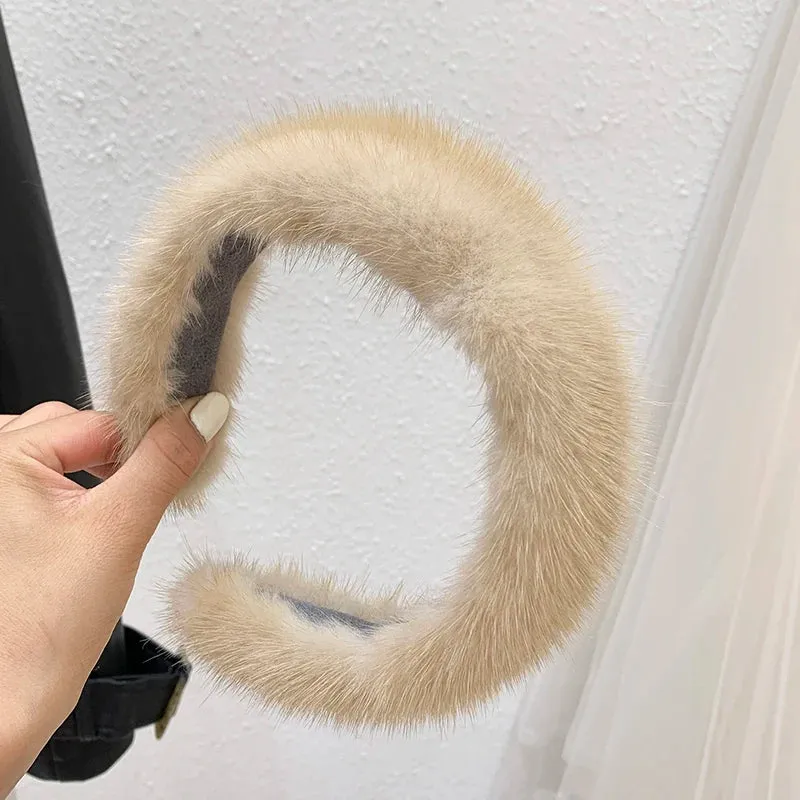 ✨ Kawaii Luxury 100% Real Mink Fur Headband 🎀 | Cozy Winter Hair Hoop for Stylish Ladies 🌟 | Perfect Furry Gift! 🎁
