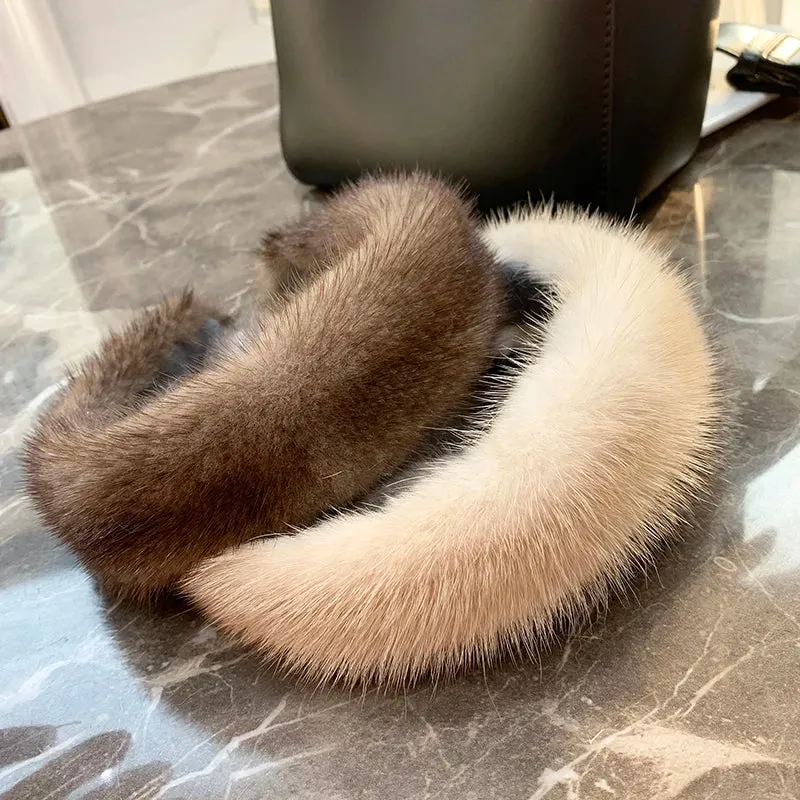 ✨ Kawaii Luxury 100% Real Mink Fur Headband 🎀 | Cozy Winter Hair Hoop for Stylish Ladies 🌟 | Perfect Furry Gift! 🎁