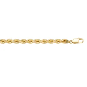 10K Yellow Gold (4mm) Hollow Rope Bracelet 8"