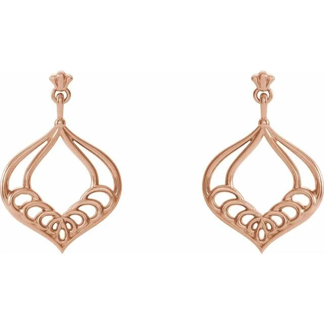 14K Rose Gold Vintage-Inspired Dangle Earrings