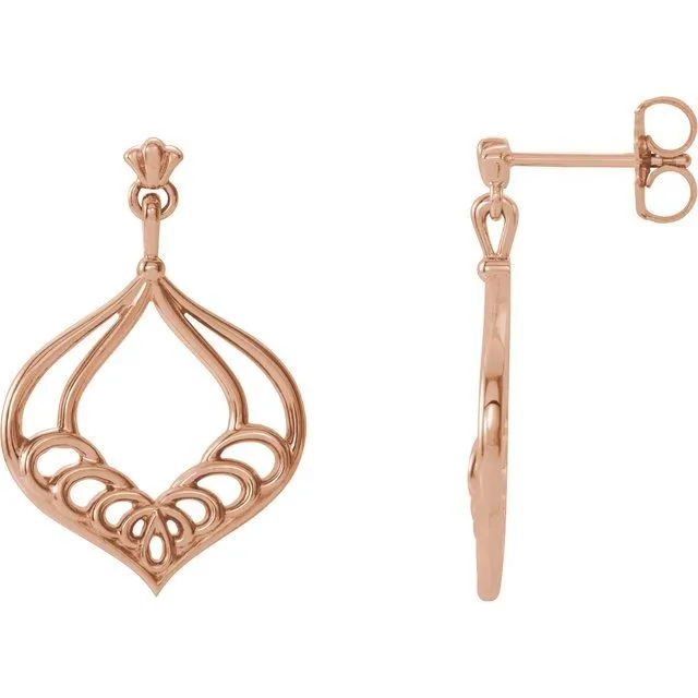 14K Rose Gold Vintage-Inspired Dangle Earrings