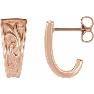 14K Rose Vintage-Inspired J-Hoop Earrings