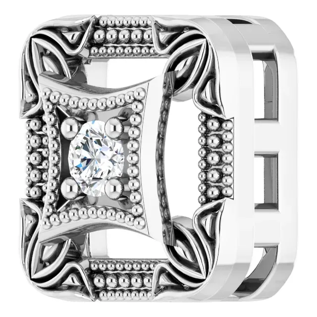 14K White .04 CT Diamond Vintage-Inspired Pendant
