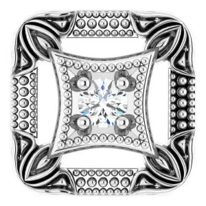 14K White .04 CT Diamond Vintage-Inspired Pendant