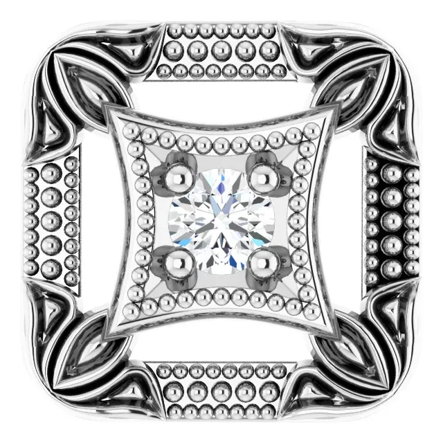 14K White .04 CT Diamond Vintage-Inspired Pendant