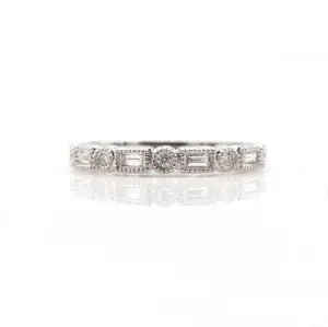 14K White Gold .17 Ct Diamond Stackable Shapes Band