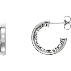 14K White Vintage-Inspired Hoop Earrings