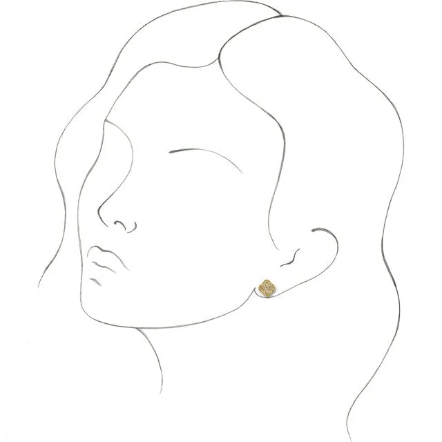 14K Yellow Gold Vintage-Inspired Clover Earrings