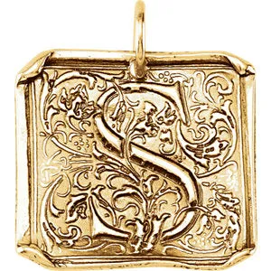 14K Yellow Initial "S" Vintage-Inspired Pendant