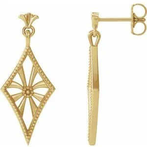 14K Yellow Vintage-Inspired Dangle Earrings