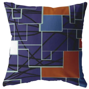 16" Navy Puzzle Piece Suede Throw Pillow