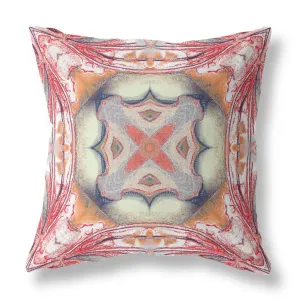 18” Red Orange Geo Tribal Suede Throw Pillow