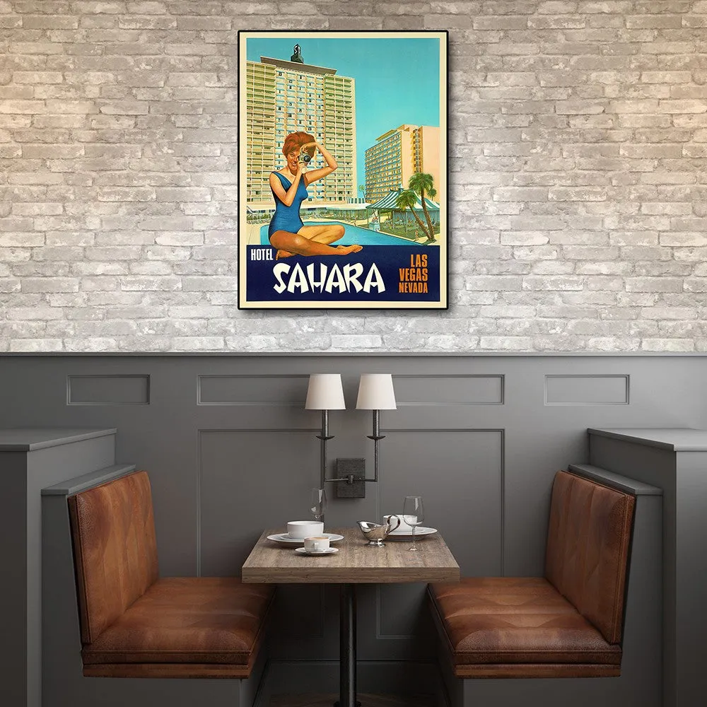 18" x 24" Hotel Sahara c1960s Las Vegas Vintage Travel Poster Wall Art