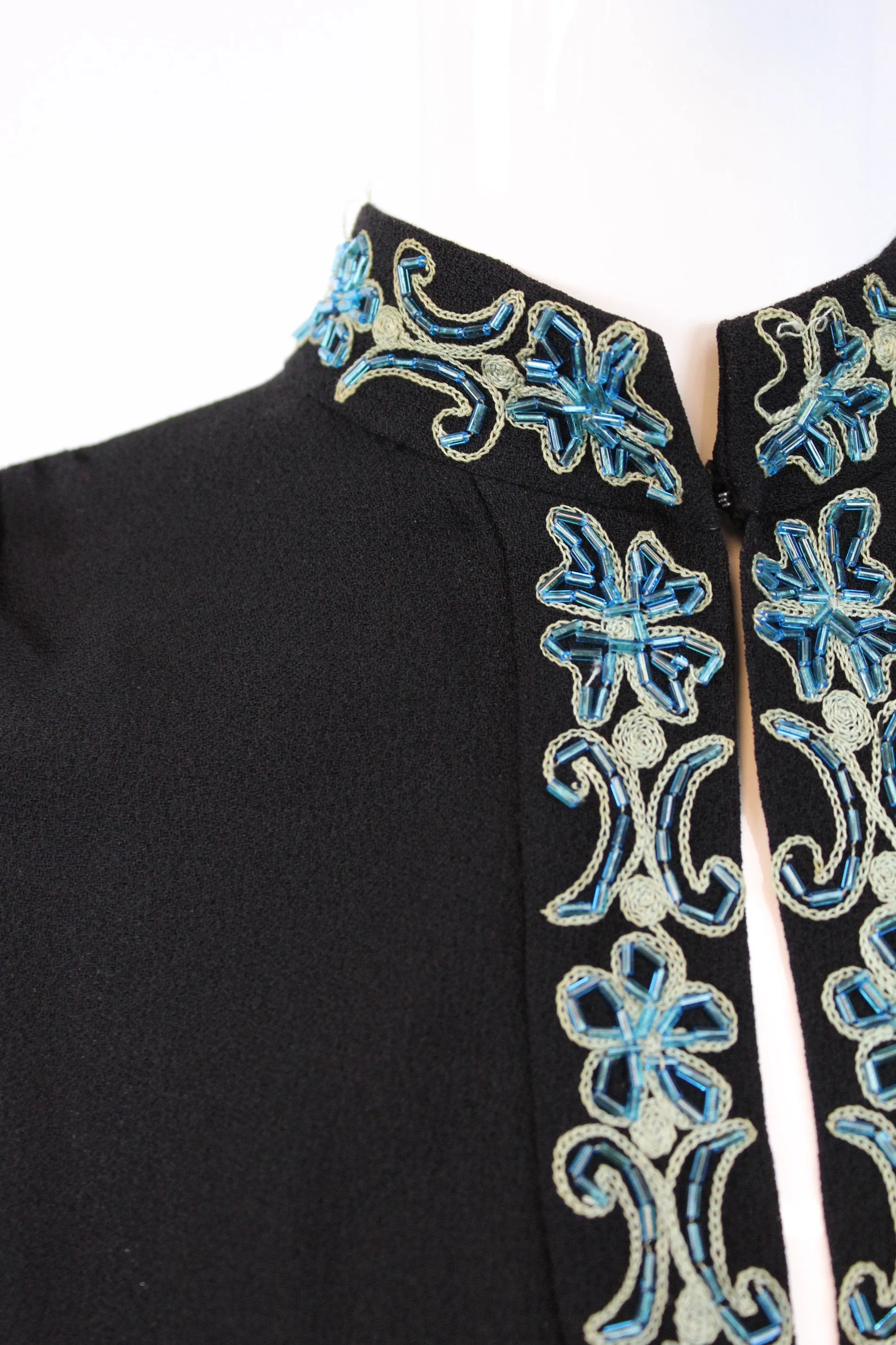 1940s rayon beaded dress Asian inspired medium | new winter