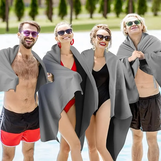2 Pack Microfiber Beach Towel Large Travel Towel 60 x 30 Inch Quick Dry Swimming Towel Absorbent Ultra Compact Lightweight Camping Towel for Gym, Hiking, Pool, Yoga