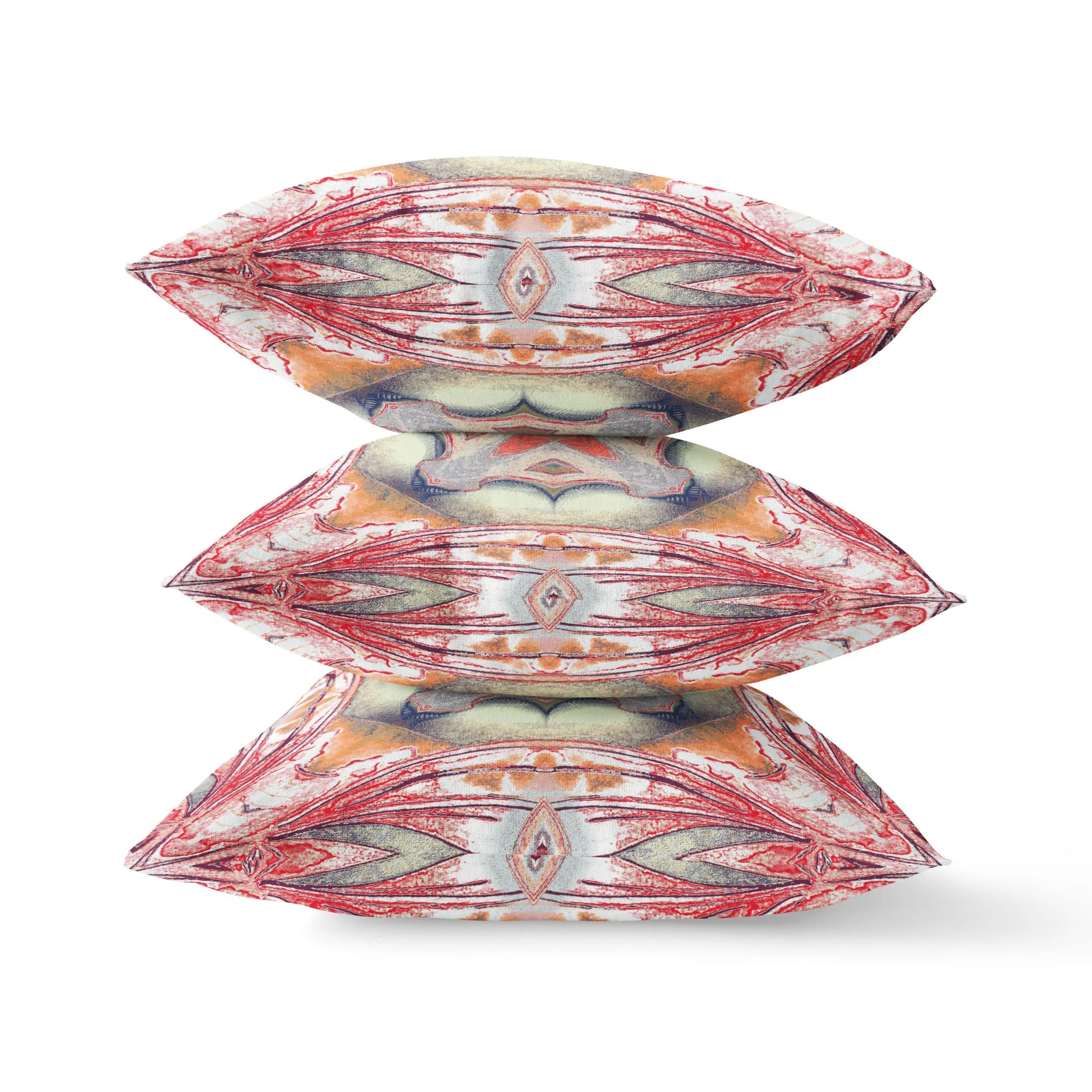 20” Red Orange Geo Tribal Suede Throw Pillow