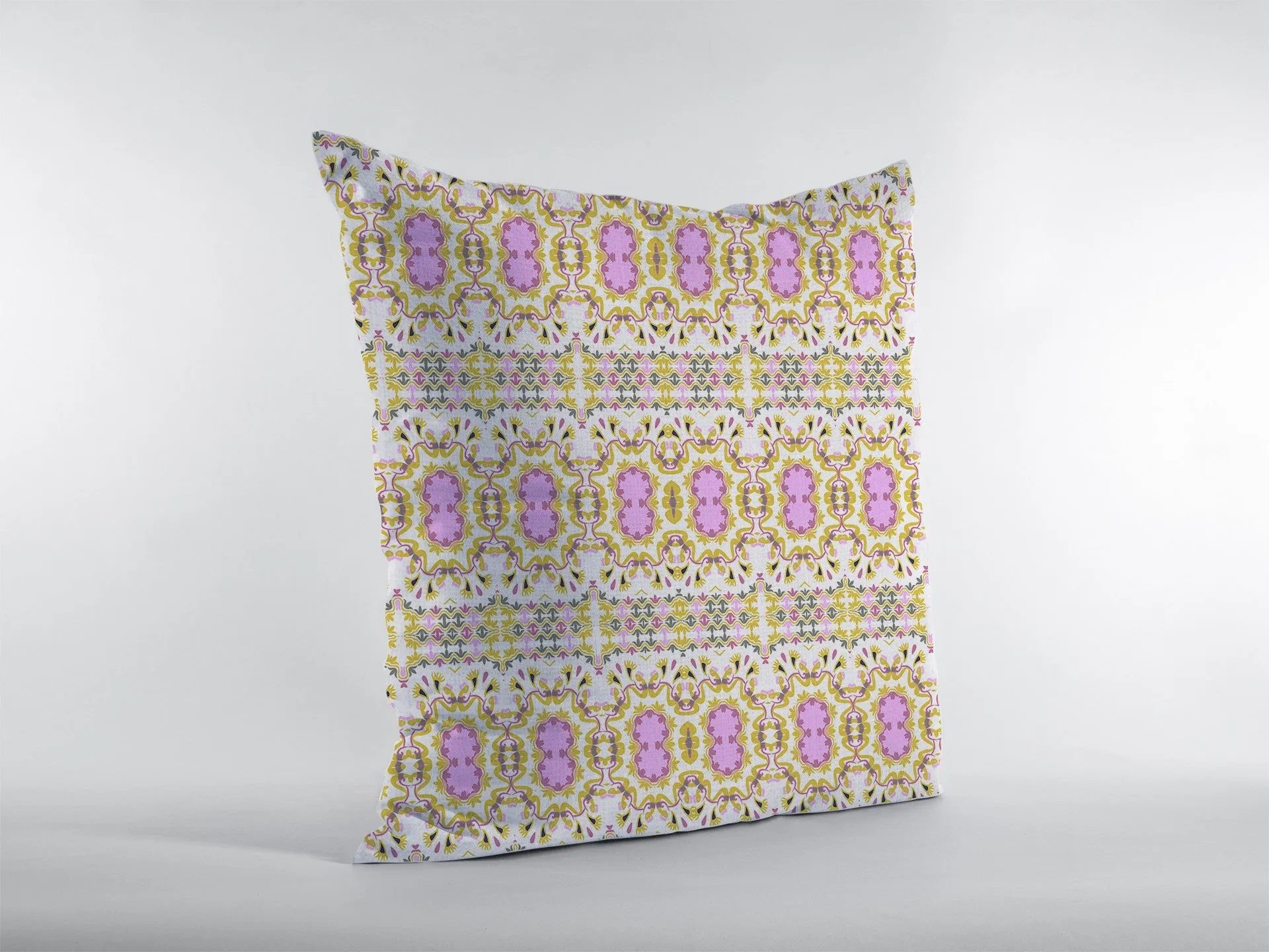20” Yellow Lavender Geofloral Indoor Outdoor Throw Pillow