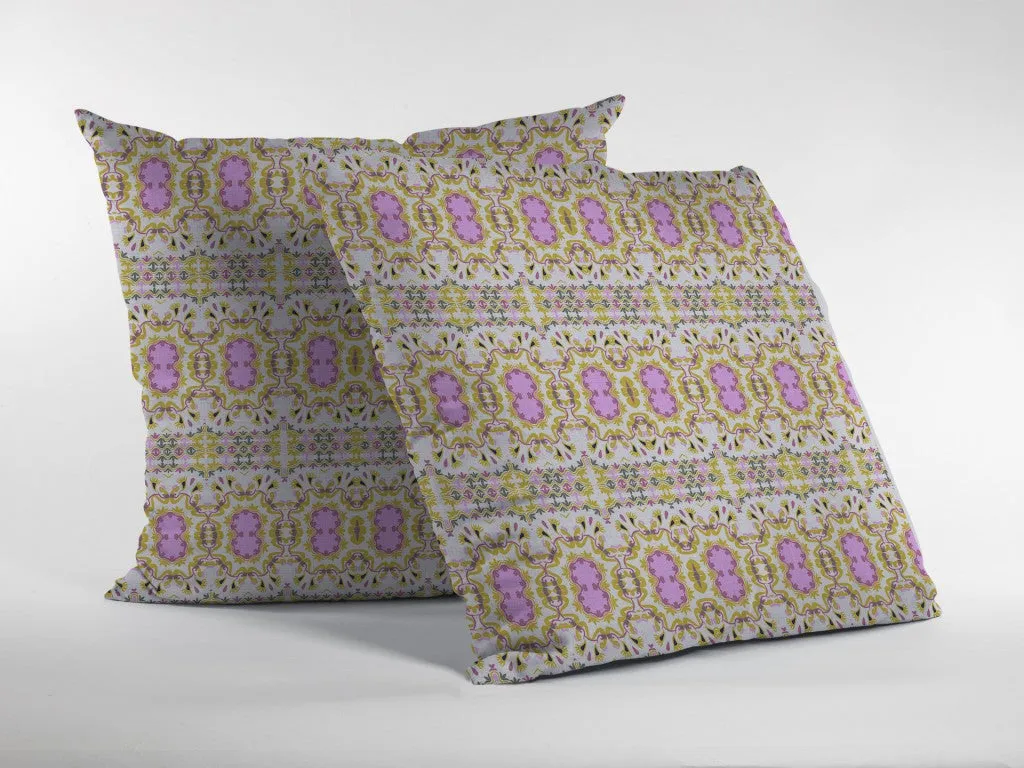 20” Yellow Lavender Geofloral Indoor Outdoor Throw Pillow