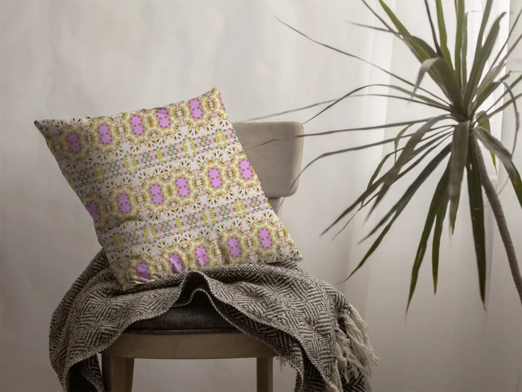 20” Yellow Lavender Geofloral Indoor Outdoor Throw Pillow
