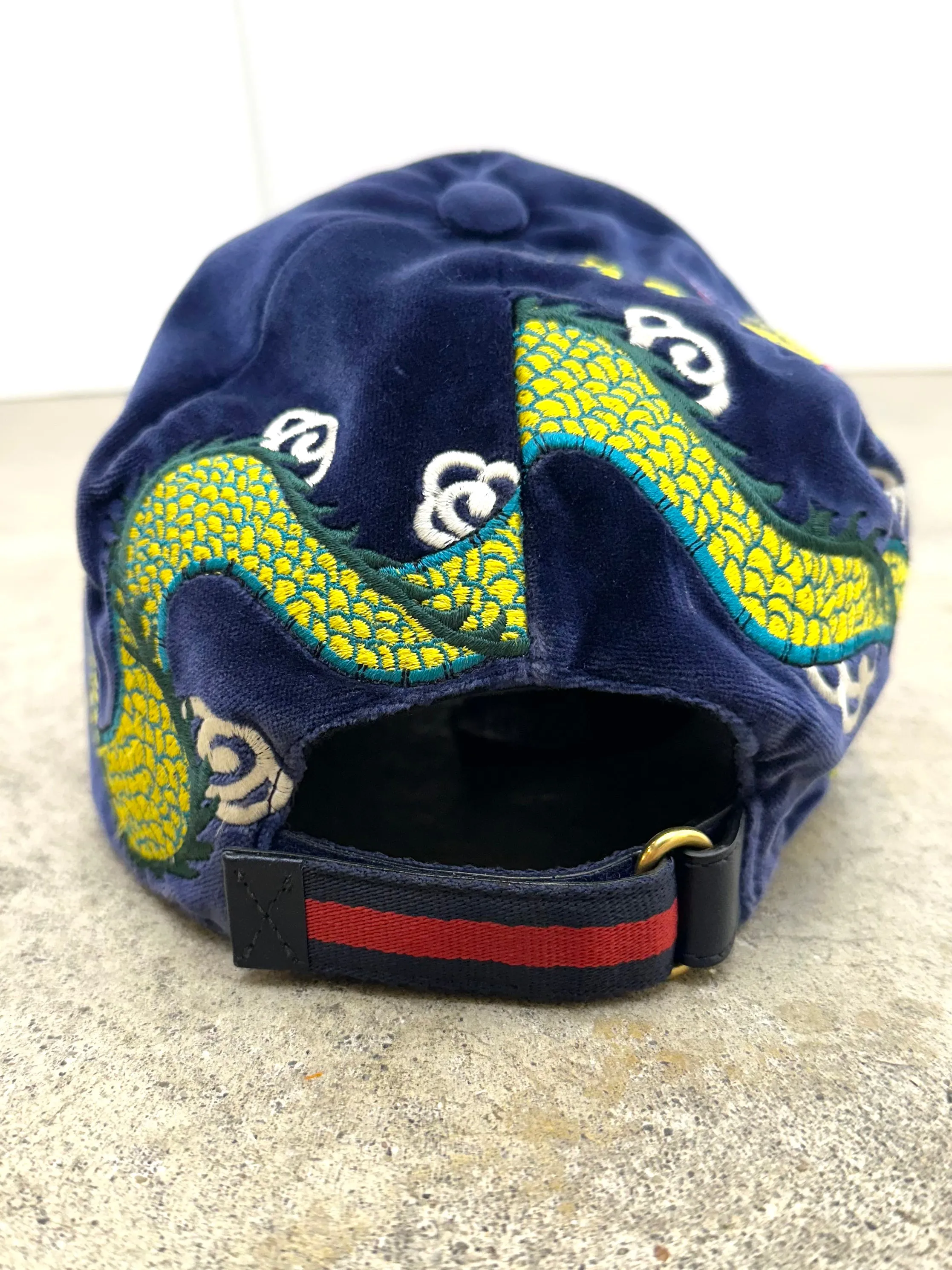 2017 Gucci Velvet Dragon Embroidered Cap