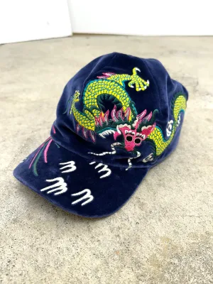 2017 Gucci Velvet Dragon Embroidered Cap