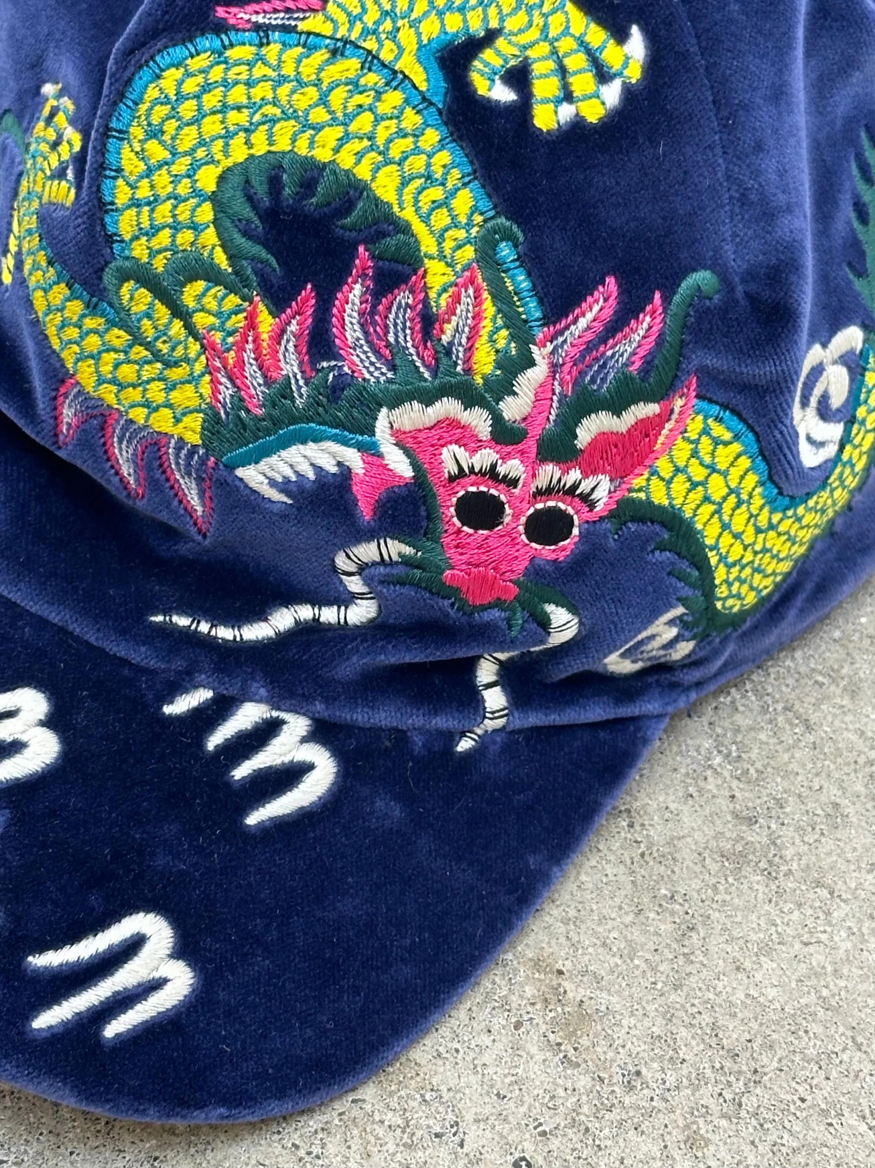 2017 Gucci Velvet Dragon Embroidered Cap