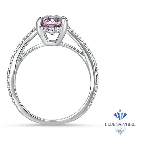 2.08ct Oval EGL Certified Peach Sapphire with Diamond Halo in 18K White Gold