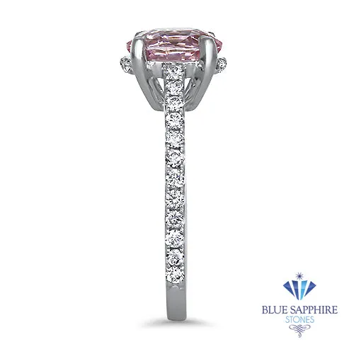 2.08ct Oval EGL Certified Peach Sapphire with Diamond Halo in 18K White Gold