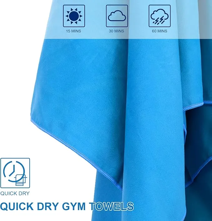 2Pack Camping Towel Microfiber Towel (60 * 30 and 12 * 24 Inch) Sports &Travel Towel Super Absorbent Quick Dry Towel Gym Towel Suitable for Gym,Swimming,Hiking,Travel