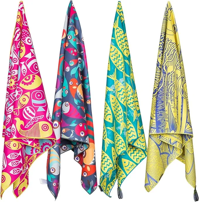 4Monster Microfiber Beach Towel Quick Dry,Super Absorbent Lightweight Travel Towel for Swimmers, Sand Free Camping Towel, Beach Towels for Pool, Swim, Water Sports,Yoga,Gym,Backpacking