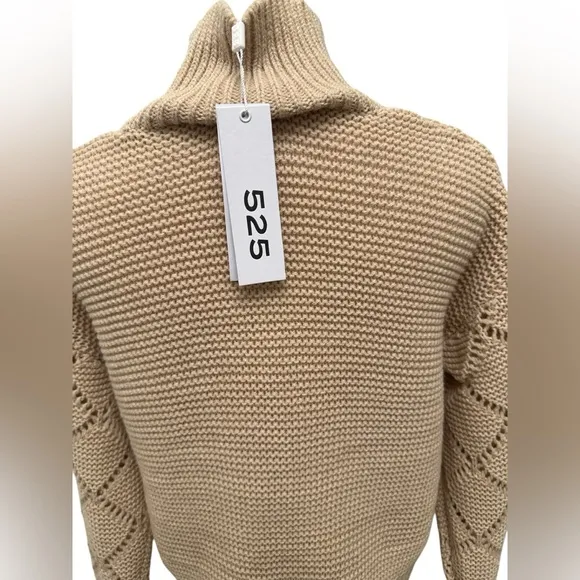 525 AMERICA Revolve Sweater Talia Mockneck Midweight Oat Women Size XS NWT