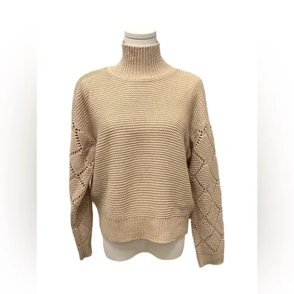525 AMERICA Revolve Sweater Talia Mockneck Midweight Oat Women Size XS NWT