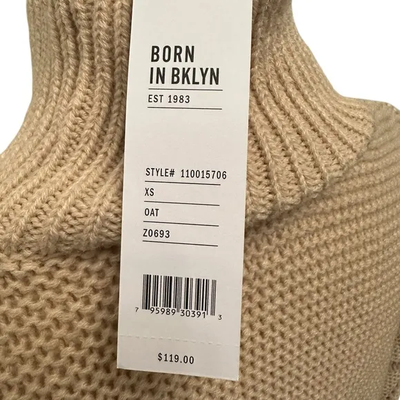 525 AMERICA Revolve Sweater Talia Mockneck Midweight Oat Women Size XS NWT