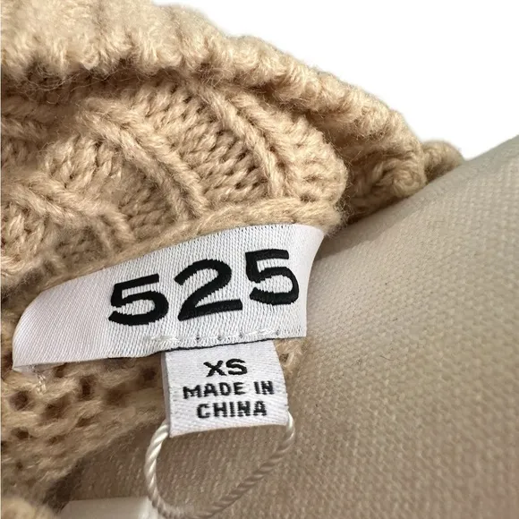 525 AMERICA Revolve Sweater Talia Mockneck Midweight Oat Women Size XS NWT