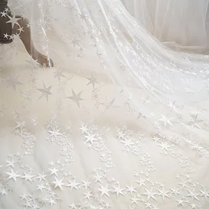 55" Width Stars Embroidery Fashion Lace Fabric Wedding Dress Lace Fabric by the yard