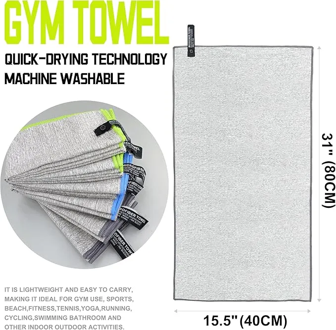 6 Pack Microfiber Gym Towels for Working Out，Fast Drying Workout Accessories Sweat Towels for Gym Gear,Gym Towels for Men & Women,Sports Exercise Fitness Gear Tennis Towels for Body Hot Yoga