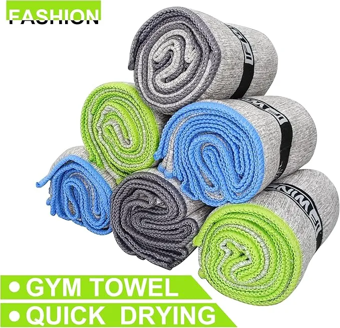 6 Pack Microfiber Gym Towels for Working Out，Fast Drying Workout Accessories Sweat Towels for Gym Gear,Gym Towels for Men & Women,Sports Exercise Fitness Gear Tennis Towels for Body Hot Yoga