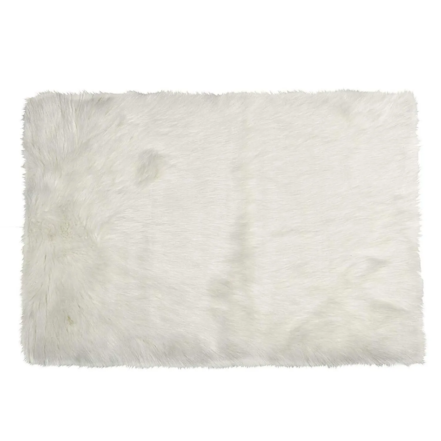 60" x 36" Off White Rectangular Faux Fur - Area Rug