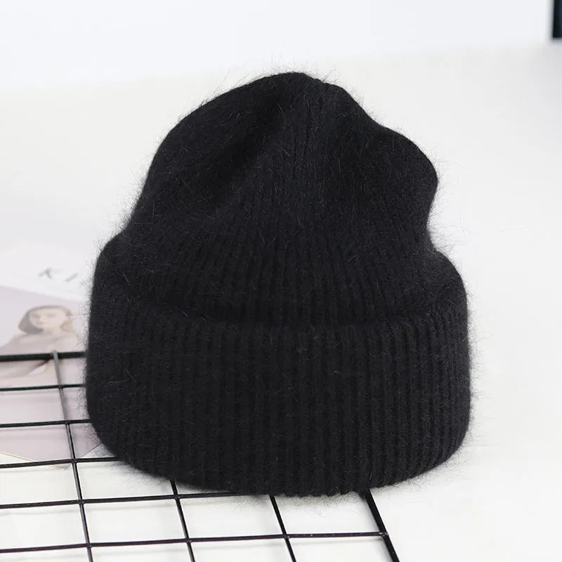 9 Colors Unisex Real Rabbit Fur Beanie Knit Hat – Warm and Stylish for Men and Women
