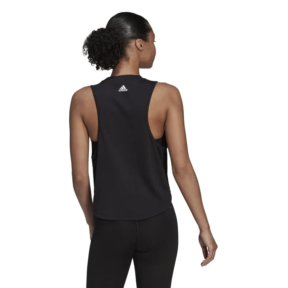 Adidas Womens Aeroready Made For Training Logo Graphic Raceback Tank Top