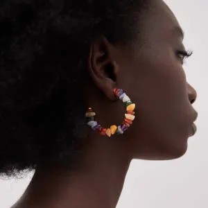 African Style C-Shaped Mixed Stone Earrings