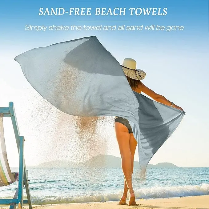 AKASO Microfiber Beach Towel Super Absorbent Quick Fast Dry Sand Free Oversize Lightweight Towel, Prefect for Adults, Travel, Gym, Camping, Pool, Yoga, Outdoor and Picnic