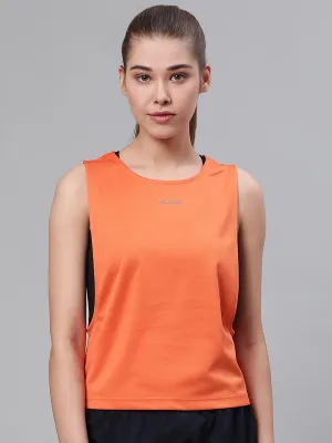 Alcis Women Orange Solid Wide Arm Holed T-shirt