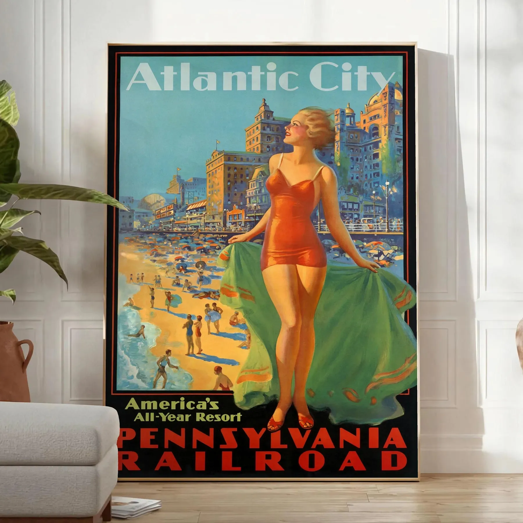 America Atlantic City Railroad Travel Poster Art