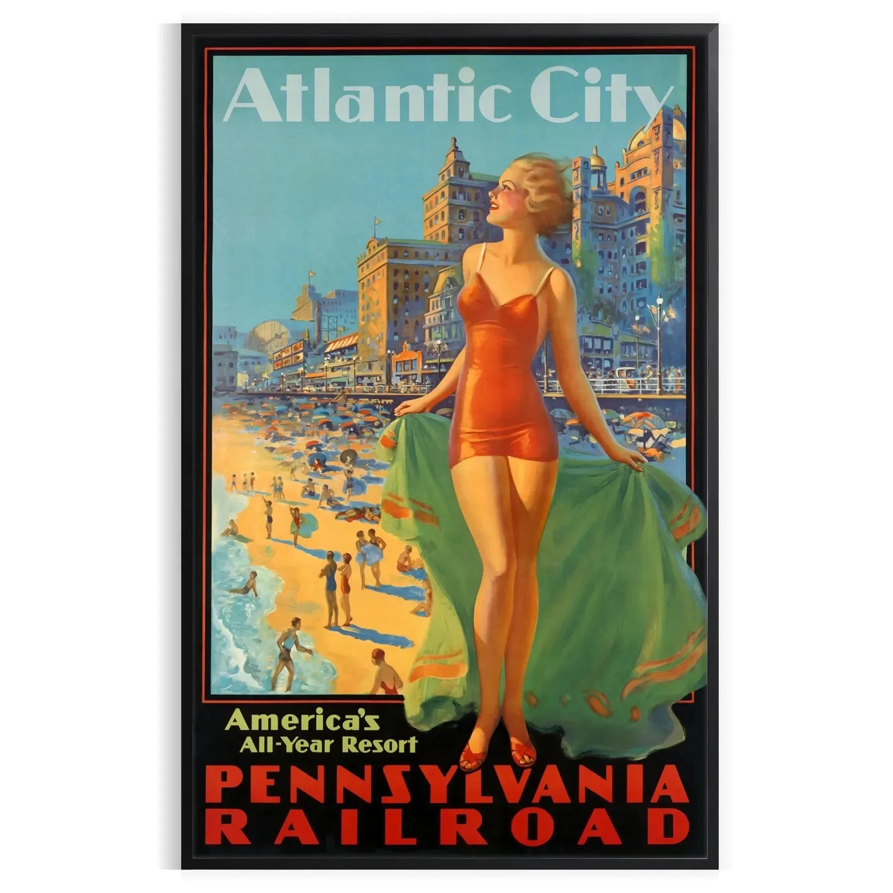 America Atlantic City Railroad Travel Poster Art