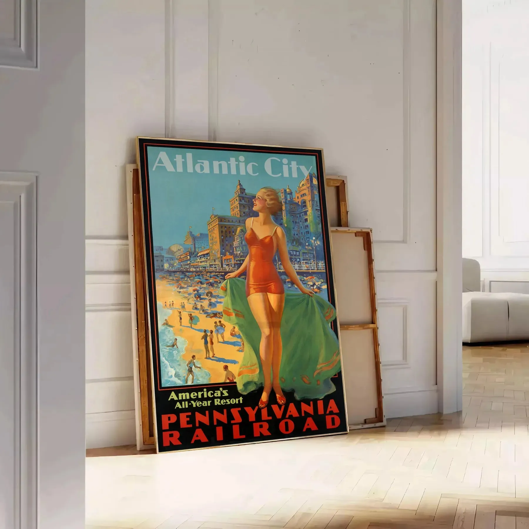 America Atlantic City Railroad Travel Poster Art